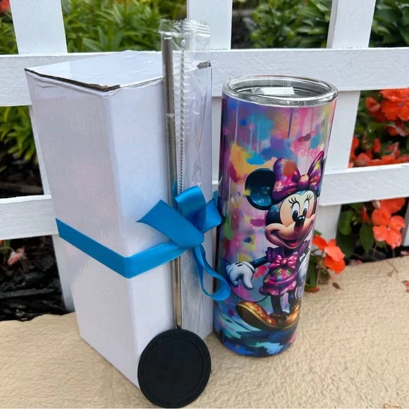 #105 Minnie & Mickey Water Color Tumbler - Picture 1 of 3